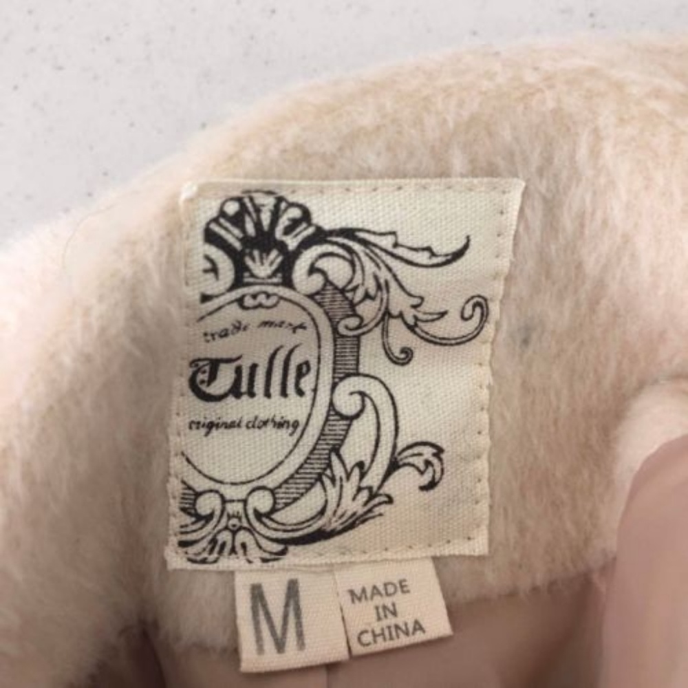 Tulle Zip-Up Peacoat Jacket Cream Ivory Faux Fur - Picture 5 of 5